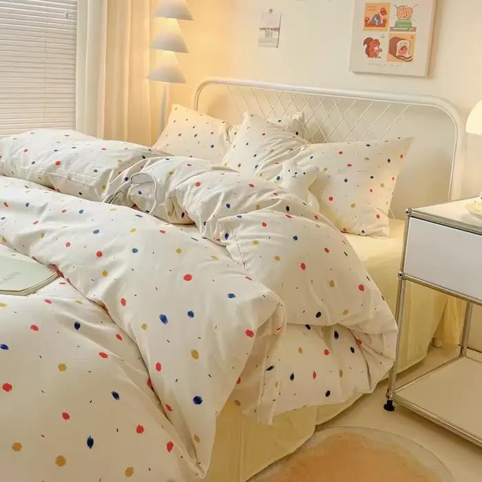 Parure de lit Queen, ensemble de draps imprimés réactifs
