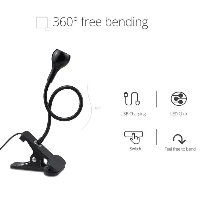 Lampe de Table Flexible USB lampe d'alimentation lecture livre lumière avec support pince étude lampes de lecture Table de chevet chambre décor lampe de nuit
