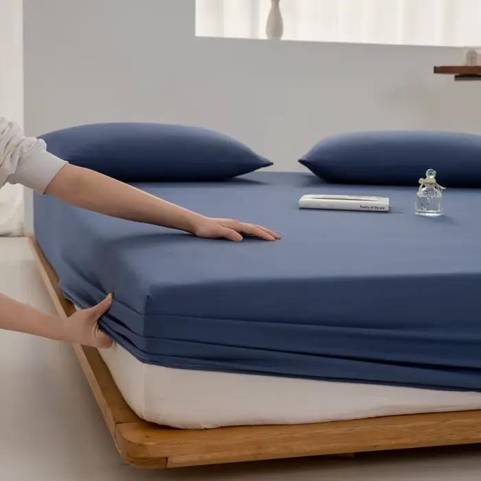 Drap-housse en coton doux, taille simple, double, king, queen, avec bande élastique, drap de lit, li