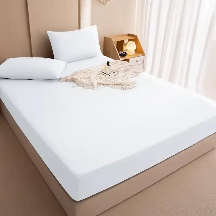 Housses de matelas imperméables de couleur unie, drap-housse réglable et antidérapant avec bande éla