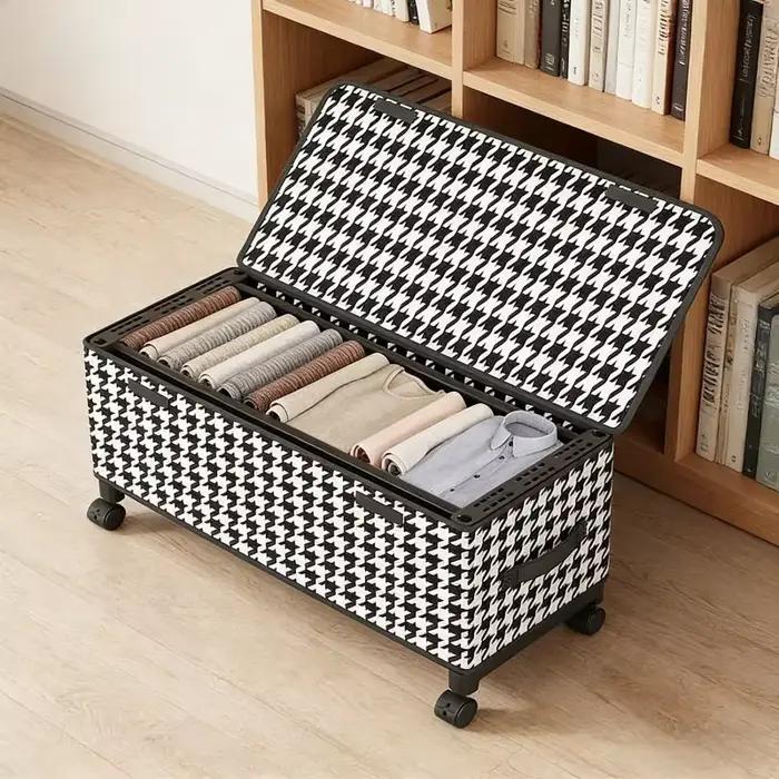 Boîte de rangement pour vêtements multifonctionnelle non tissée avec roulettes Organiseur mobile sous le lit Coffre à
