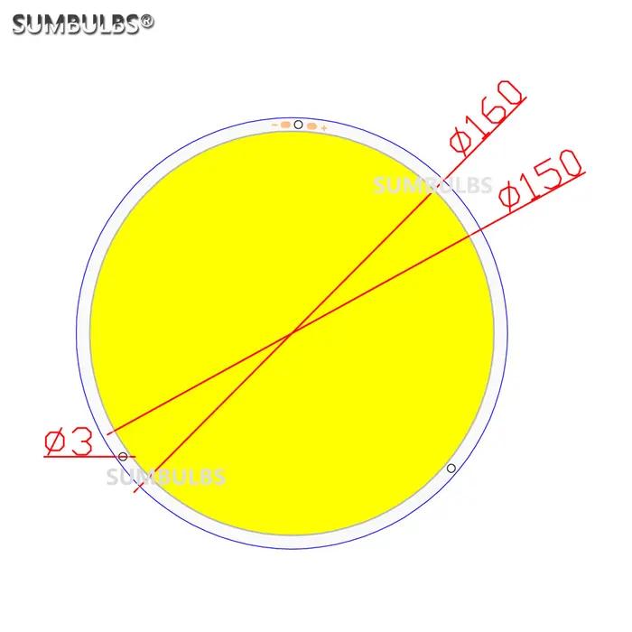 SUMBcorde BS-Puce de lampe blanche froide chaude à haute luminosité, grand soleil, 160mm, rond, gran