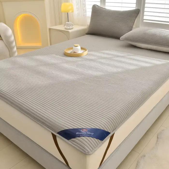 Protecteur de matelas imperméable rayé, housse de matelas confortable, douce et respirante pour lits
