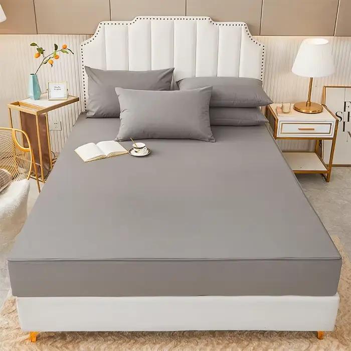 Housse de lit imperméable avec fermeture éclair, 6 côtés, protection de matelas tout compris, drap-h