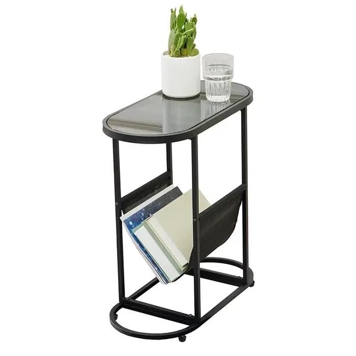 Petites tables d'appoint ovales en verre, petit espace de salon avec spe, espace de stockage d'évalu