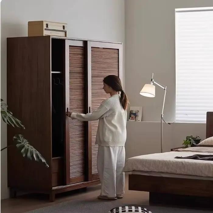Tiroir marron armoires brillant pas cher européen gain de place armoires rangement chambre en bois A