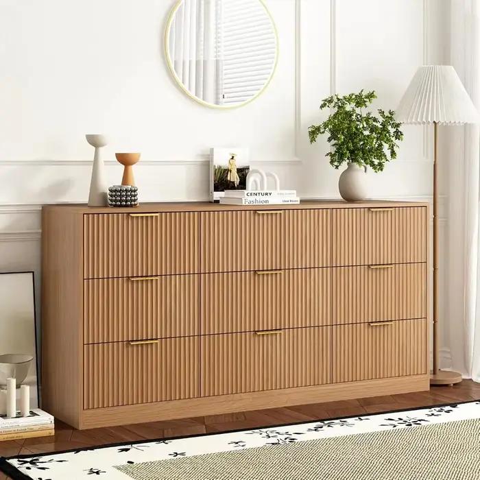 Commode à 9 tiroirs pour chambre à coucher avec tiroirs profonds, commode en bois de 63 pouces de la