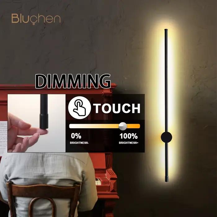 Applique murale LED à intensité tactile pour chambre à coucher, applique murale noire, éclairage int