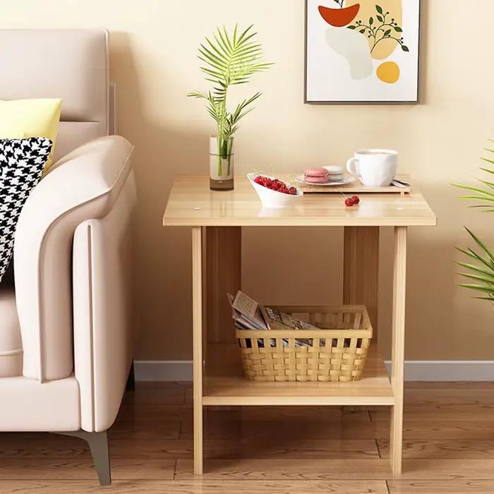 Table de chevet Double couche en bois, Simple et solide, pour Table, canapé, Table d'appoint, maison