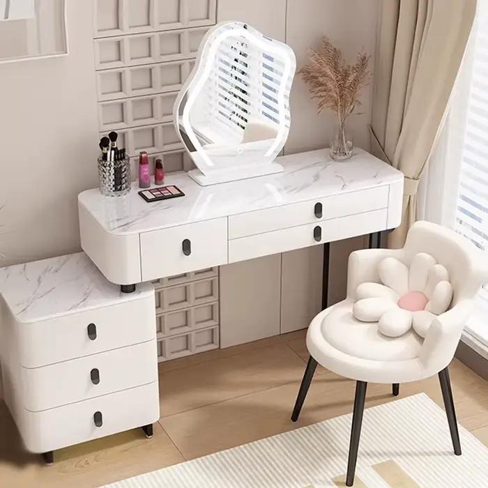 Coiffeuse lumineuse moderne princesse prix raisonnable chambre coiffeuse blanche tiroirs mode Pentea