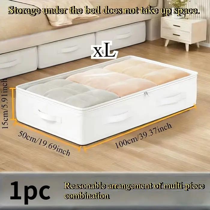 3 boîtes de rangement sous le lit blanches | Pliable, multifonctionnel pour couvertures, robes, éd