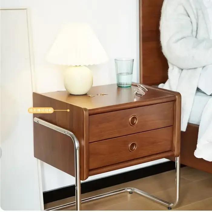 Armoire de chevet vintage en bois massif, table basse minimaliste, 2 couches, rangement des égouts à