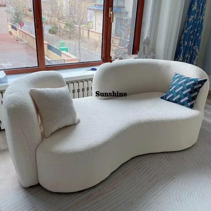 Canapés-lits sectionnels de luxe minimalistes blancs pour adultes, canapés-lits en peluche, coussins