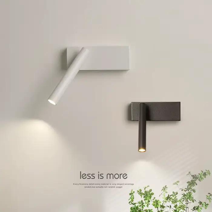 Mur LED lampe lampe de lecture pour chambre hôtel tête de lit nuit livre lampe lumières modernes blanc noir Spot pour salon fond