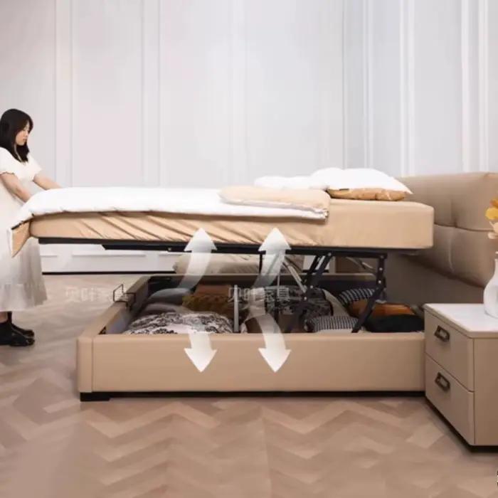 Lit de chambre Tatami double king size avec tiroirs de rangement