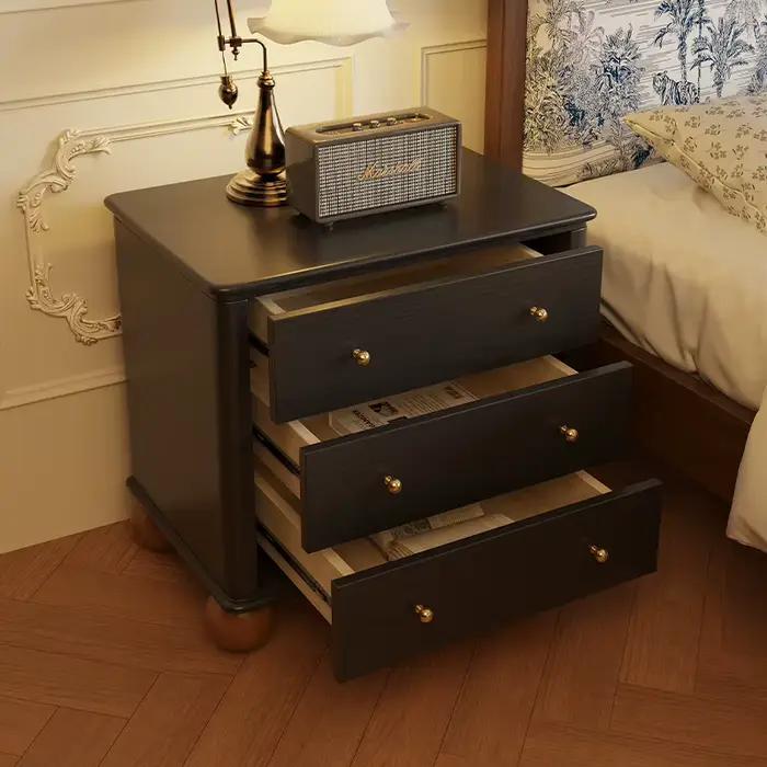 Table de chevet de bureau à tiroirs, design moderne, table basse étroite, commode noire pour chambre, meubles vintage
