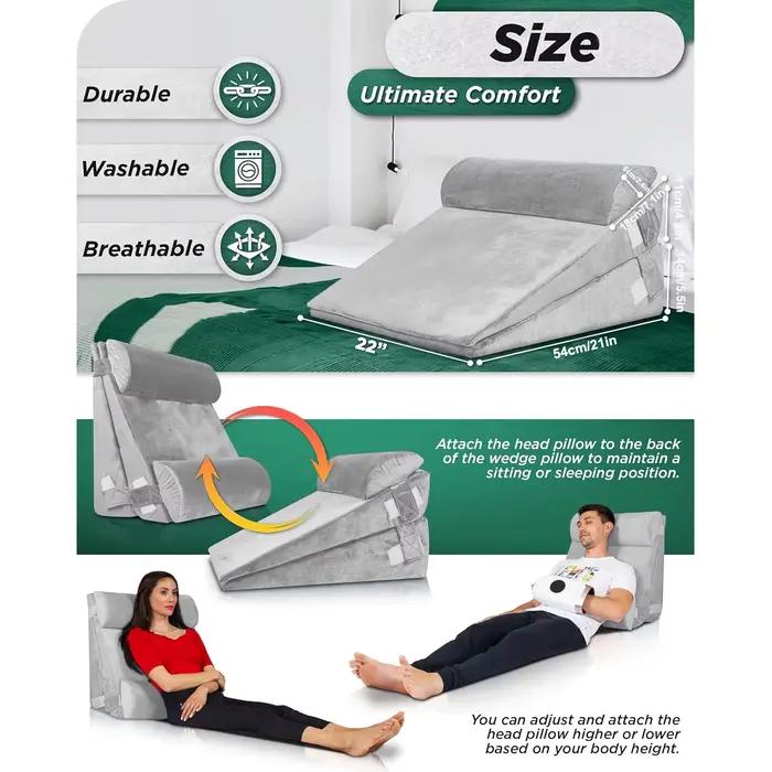 Ensemble de 4 coussins de lit réglables en mousse à mémoire de forme
