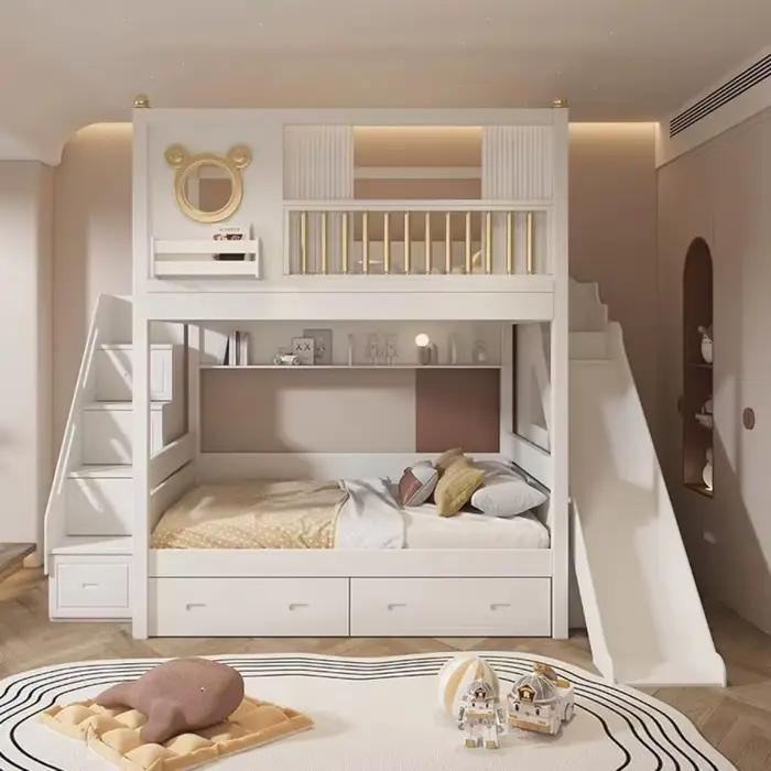 Lit superposé en bois moderne et confortable avec design loft double