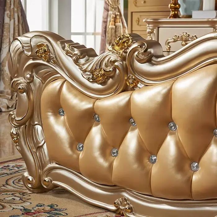 Ensemble de lit double de luxe européen doré