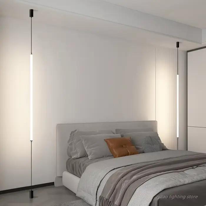 Italie Design chambre chevet LED lampadaires acrylique longue ligne lumière moderne noir hôtel salon décor LED lampadaire
