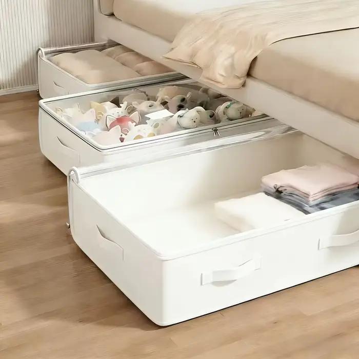 3 boîtes de rangement sous le lit blanches | Pliable