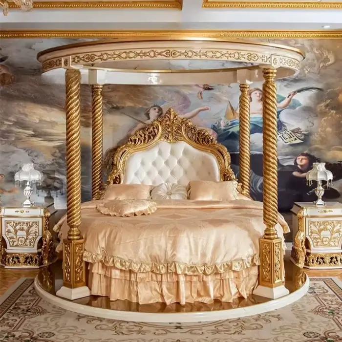 Lit double de luxe de style européen moderne pour adultes