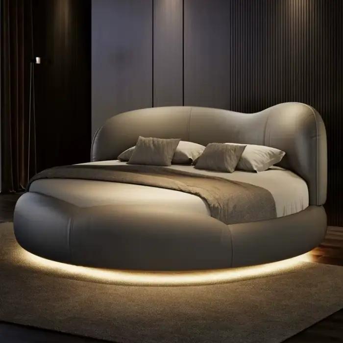 Lit double rond 180x200 de luxe européen pour adultes