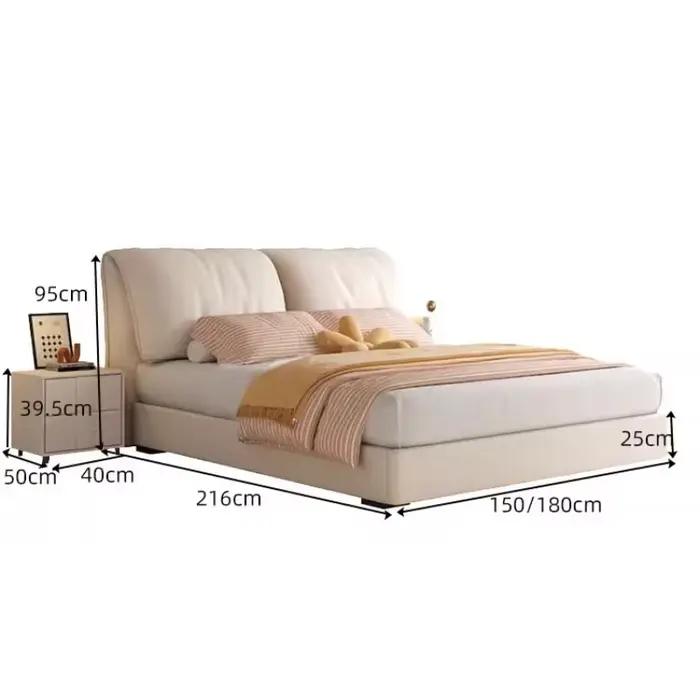 Lit Moderne Unique Minimaliste Rembourré avec Rangement pour Chambre à Coucher Double – Accessoires Maison Français pour le foyer