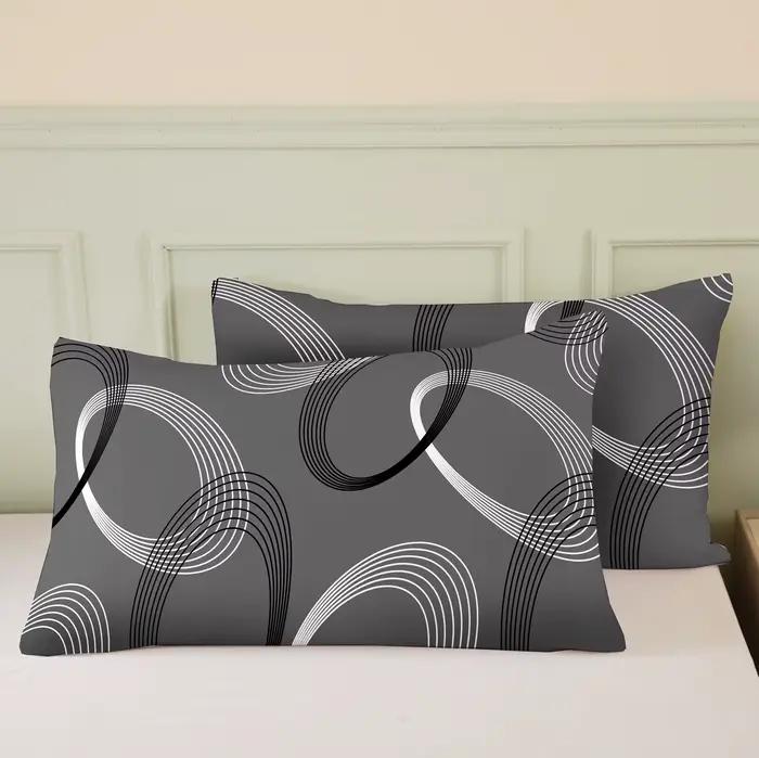 Parure de lit imprimée trois pièces (2 taies d'oreiller + 1 housse de couette) en fibre de polyester