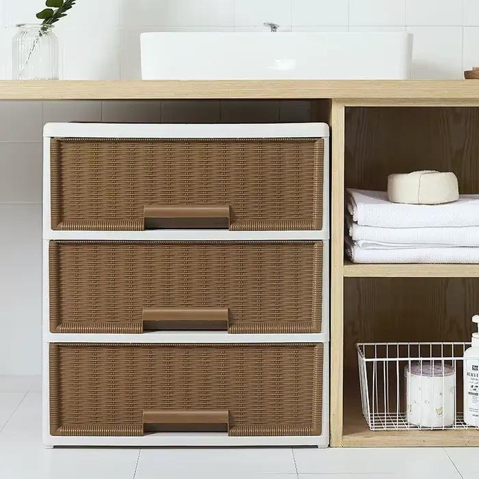 Armoire de rangement en rotin tissé