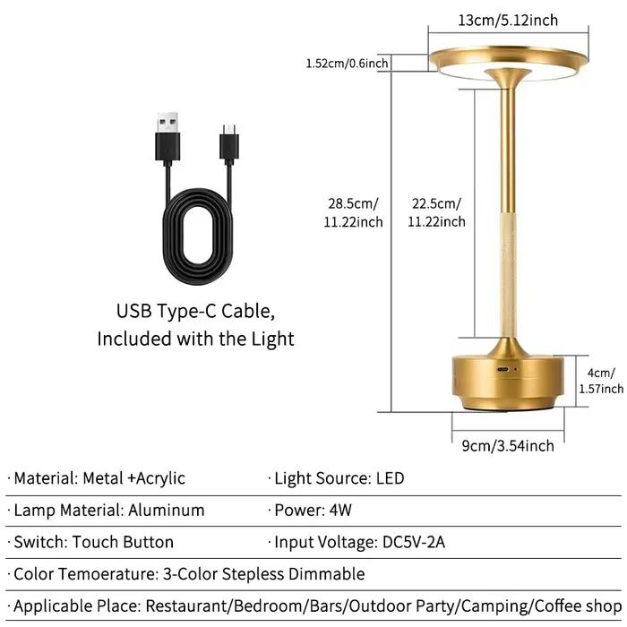 Lampe de table sans fil pour chambre à coucher, lampe tactile rechargeable par USB, lampe bougie créative, décoration de chambre, lampe de bureau