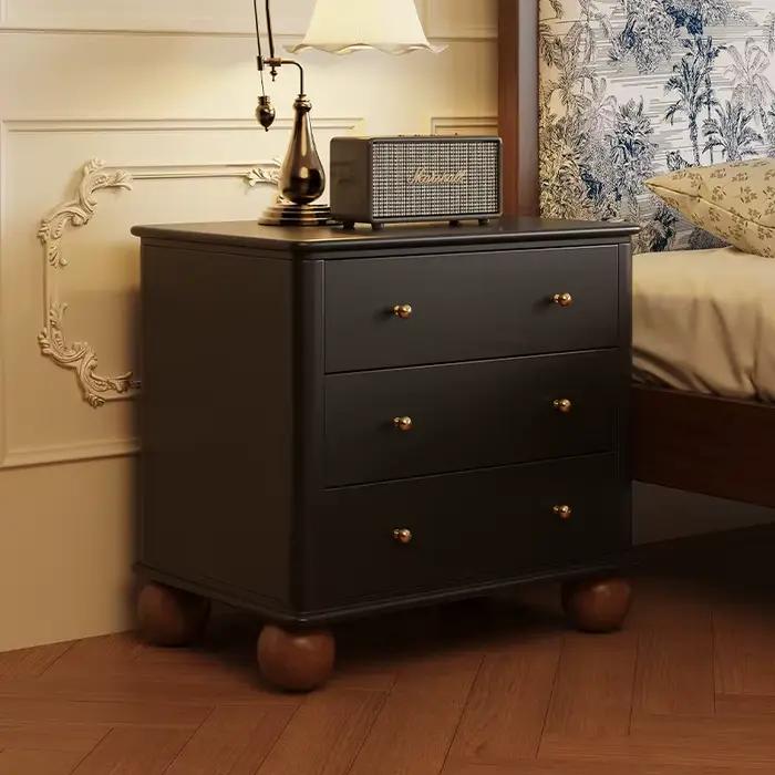 Table de chevet de bureau à tiroirs, design moderne, table basse étroite, commode noire pour chambre, meubles vintage