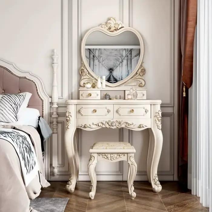 Meubles de chambre à coucher de luxe léger et haut de gamme : coiffeuses européennes