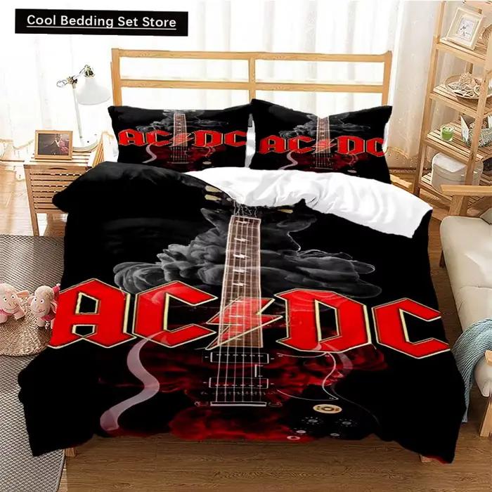 Parure de lit tendance 2024 AC/DC Rock Band pour garçons et filles