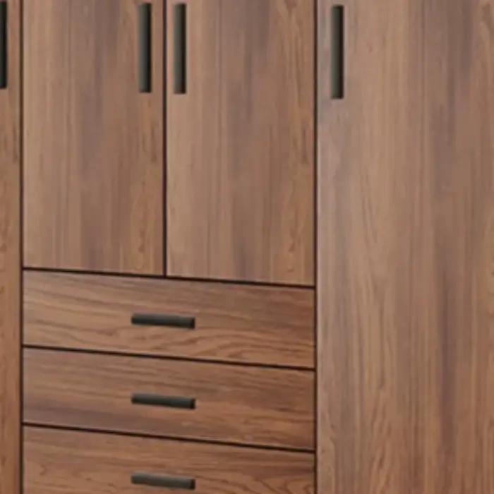 Armoire de chambre à coucher avec cadres cannelés et tiroirs étroits