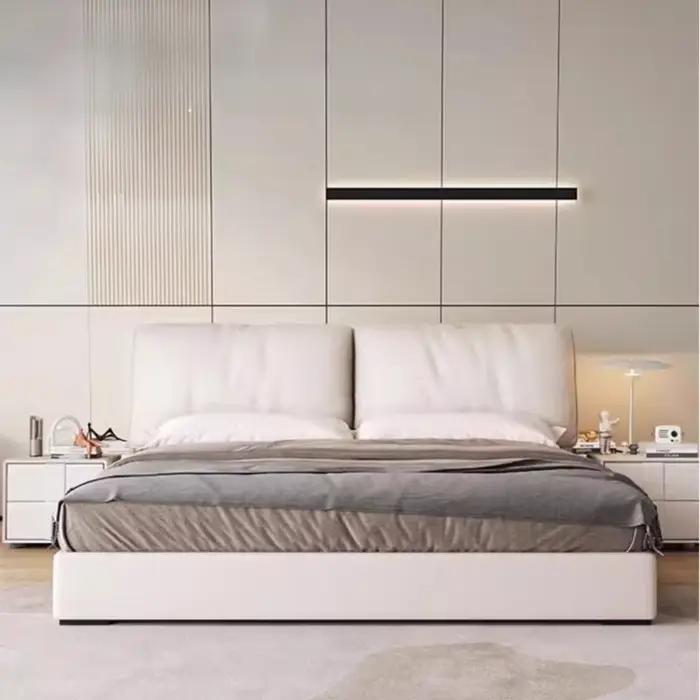 Lit Moderne Unique Minimaliste Rembourré avec Rangement pour Chambre à Coucher Double – Accessoires Maison Français pour le foyer