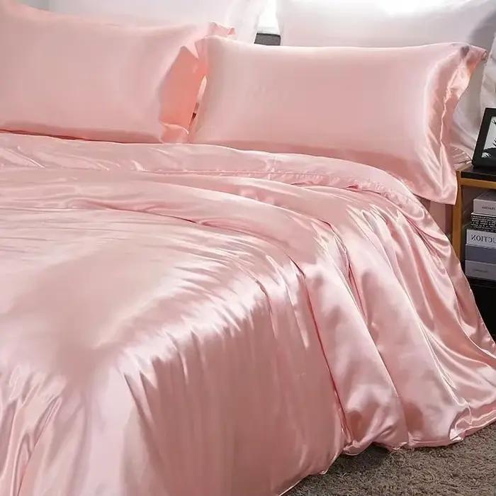 Parure de lit en satin de luxe avec taie d'oreiller