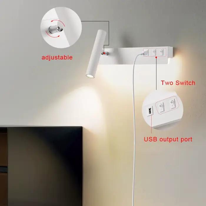 Lampe murale LED nordique moderne avec interrupteur