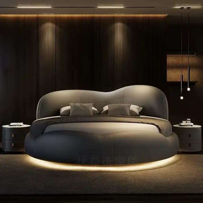 Lit double rond 180x200 de luxe européen pour adultes