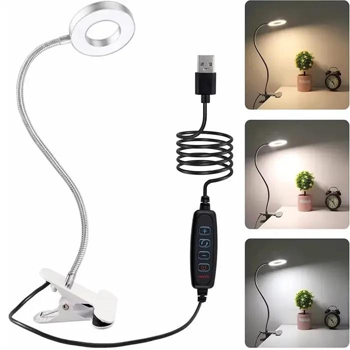 360 ° Lampe de bureau Flexible à 48 led, Clip USB, lampe de chevet, Protection des yeux, col de cygne, lampe de lecture, luminosité réglable, 3 niveaux