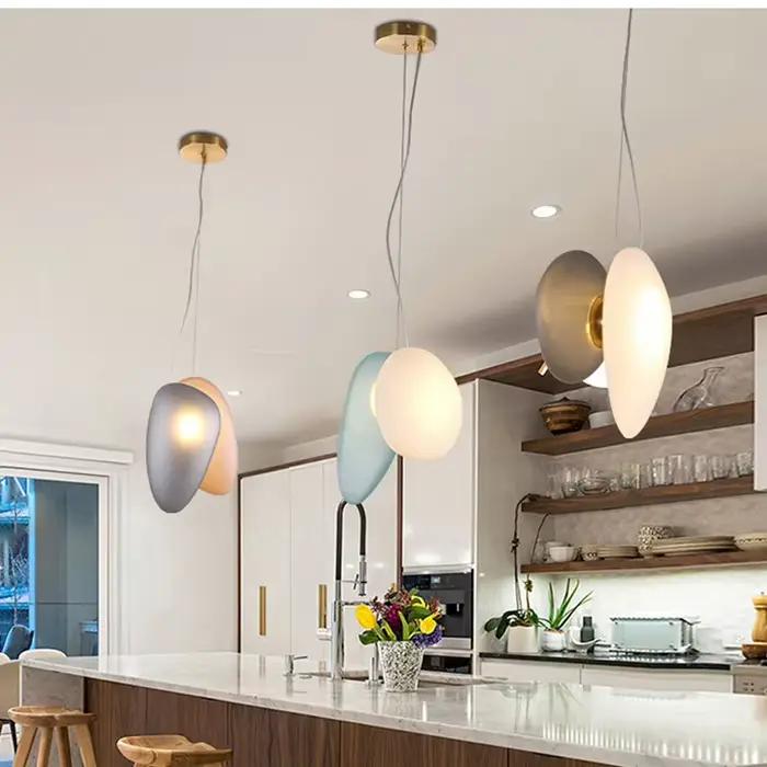 Lampe LED Suspendue en Forme de Galets de Verre, Luminaire Décoratif d'Nik, Idéal pour une Chambre à Coucher, une Cuisine ou un Café