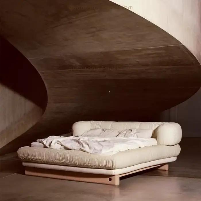 Lit nordique Unique rembourré, lit français multifonctionnel fantaisie, Double luxe, accessoires de
