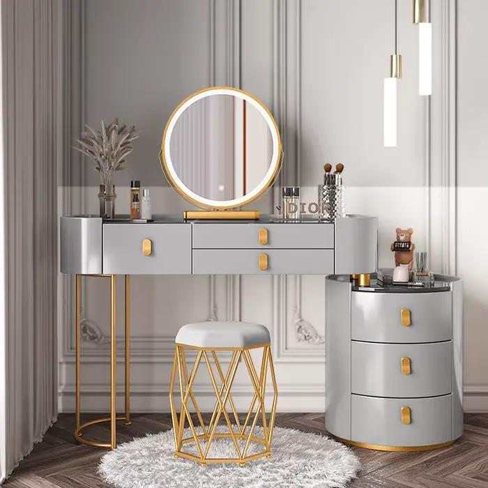 Coiffeuse De luxe moderne tabouret maquillage bois massif blanc