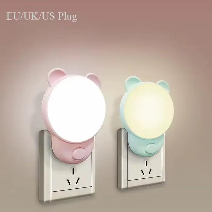 LED veilleuse chevet lampe veilleuse ue US UK prise lampe cadeau pour la maison chambre cuisine enfants couloir mignon lampe de nuit