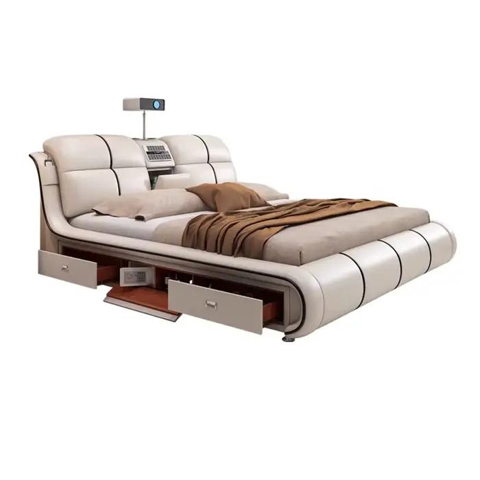 Tiroir minimaliste lit rembourré fantaisie commodes de couchage lits haut-parleur enfants King Muebles Para El Hogar Rome meubles